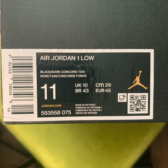 Nike Air Jordan 1 Low size 11 (BLACK/PURPLE/YELLOW) - Picture 5 of 6